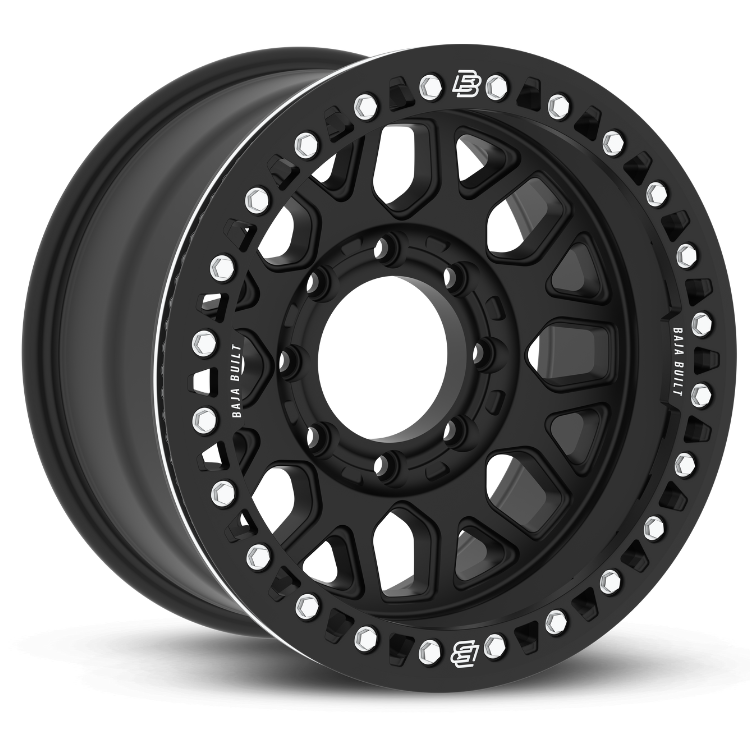 MATT BLACK/ALUMINUM BOLT - (17X9" 8X6.5 -38MM) - 8 BOLT BEADLOCK LITE BRITE OUTLAW - BAJA BUILT RACE WHEELS - Xtreme 4x4
