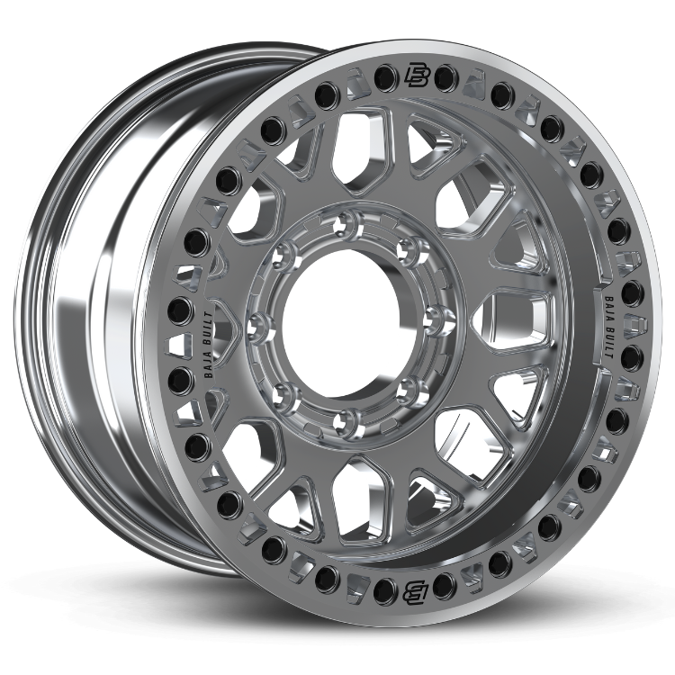 RAW MACHINED/BLACK BOLT - (17X9" 8X6.5 -38MM) - 8 BOLT BEADLOCK LITE BRITE OUTLAW - BAJA BUILT RACE WHEELS - Xtreme 4x4