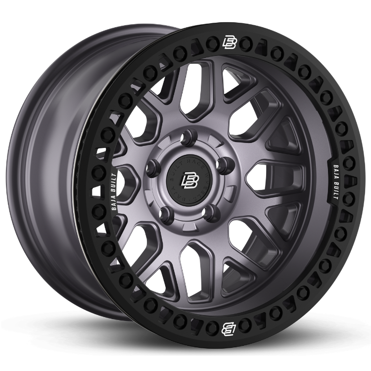 SATIN GRAPHITE - 6 BOLT BEADLOCK LITE BRITE OUTLAW - (17X9" 6X5.5 -3MM) - BAJA BUILT RACE WHEELS - Xtreme 4x4