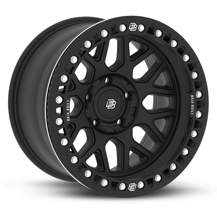 MATT BLACK/ALUMINUM BOLT - 6 BOLT BEADLOCK LITE BRITE OUTLAW - (17X9" 6X5.5 -20MM) - BAJA BUILT RACE WHEELS - Xtreme 4x4