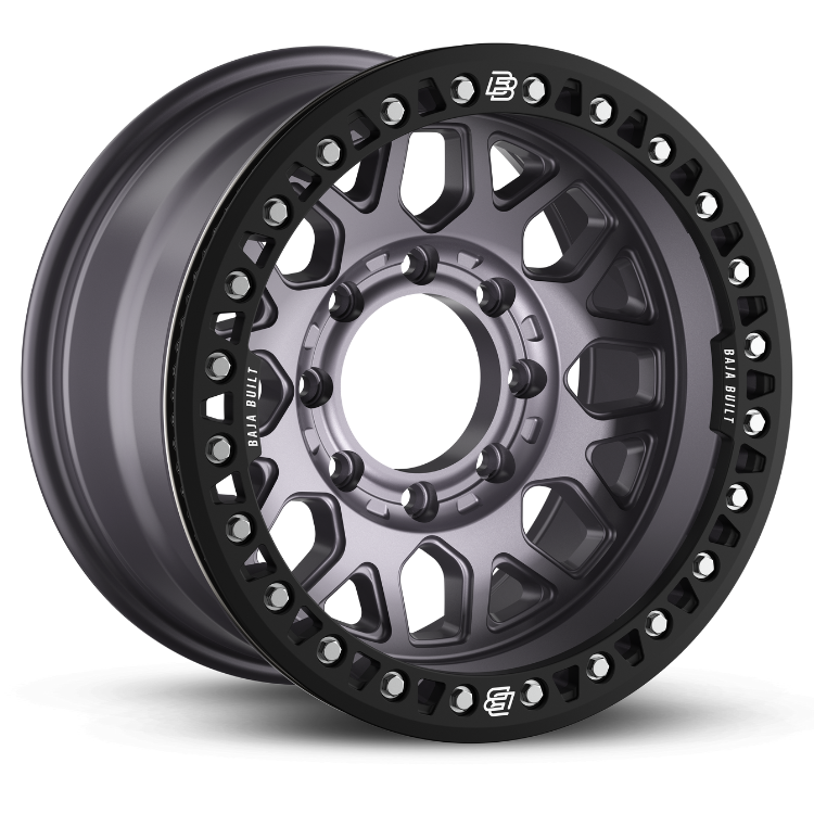 SATIN GRAPHITE/ALUMINUM BOLT - (17X9" 8X6.5 -38MM) - 8 BOLT BEADLOCK LITE BRITE OUTLAW - BAJA BUILT RACE WHEELS - Xtreme 4x4