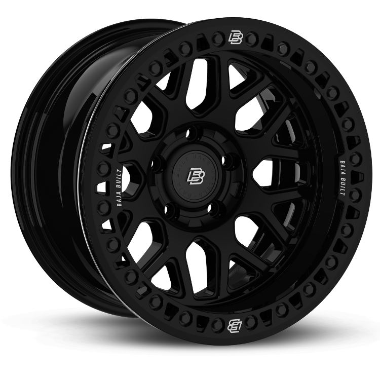 GLOSS BLACK/BLACK BOLT - 6 BOLT BEADLOCK LITE BRITE OUTLAW - (17X9" 6X5.5 -3MM) - BAJA BUILT RACE WHEELS - Xtreme 4x4