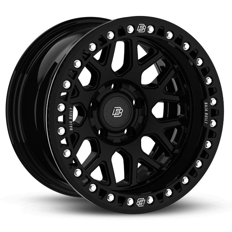 GLOSS BLACK/ALUMINUM BOLT - 6 BOLT BEADLOCK LITE BRITE OUTLAW - (17X9" 6X5.5 -20MM) - BAJA BUILT RACE WHEELS - Xtreme 4x4