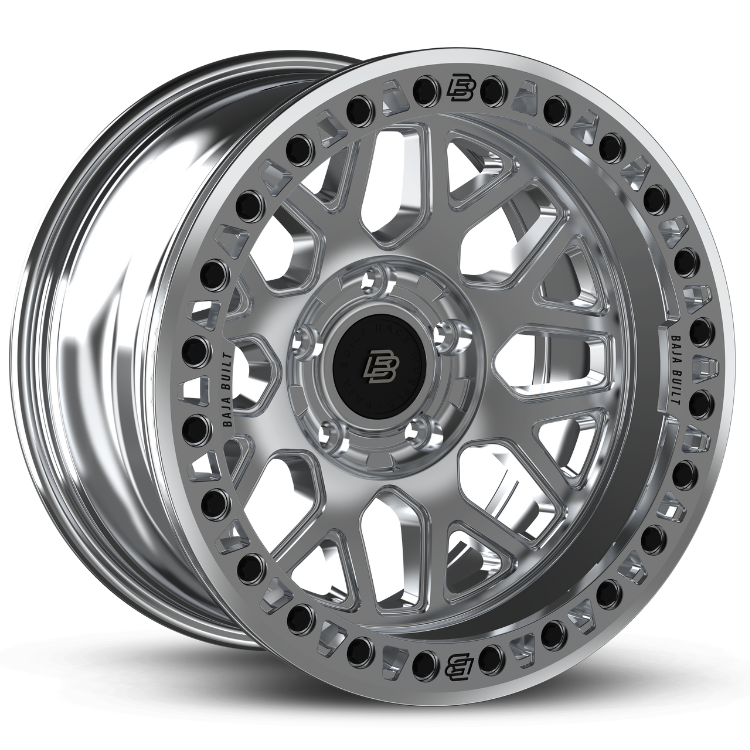 RAW MACHINED/BLACK BOLT - 6 BOLT BEADLOCK LITE BRITE OUTLAW - (17X9" 6X5.5 -20MM) - BAJA BUILT RACE WHEELS - Xtreme 4x4