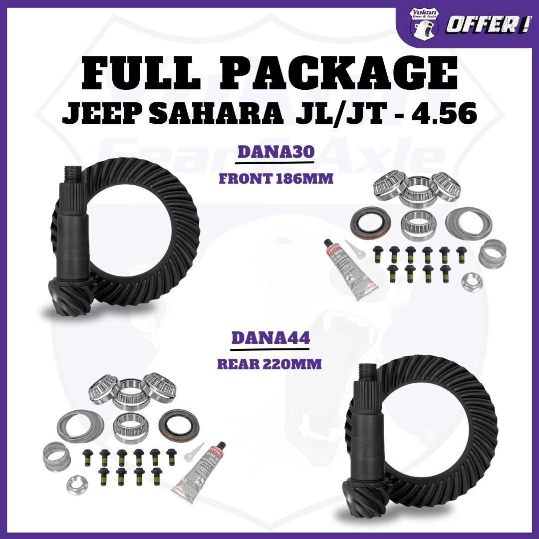 JEEP SAHARA JL/JT - DANA 30 (FRONT 186MM) & DANA 44 (REAR 220MM) - YUKON (4.56) RING & PINION SET - YUKON456