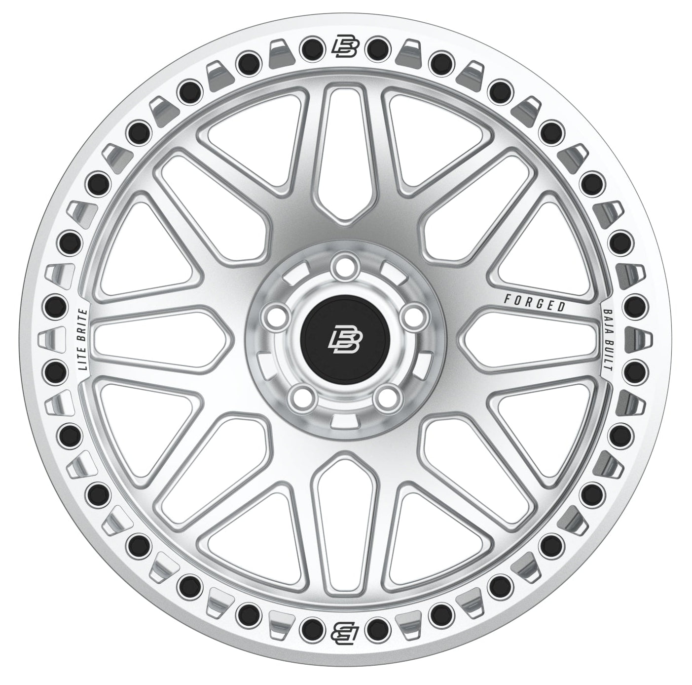 JEEP WRANGLER JK/JL/JT - RAW MACHINED/BLACK BOLT - FORGED BEADLOCK OUTLAW - (20X9" 5X127 -38MM) - BAJA BUILT RACE WHEELS